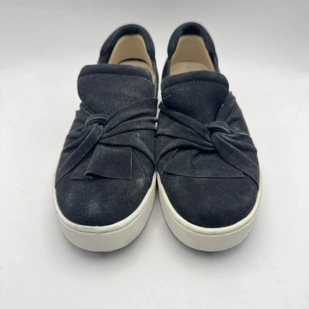 DONALD J. PLINER CELET RUCHING BLACK SUEDE SNEAKERS SHOES WOMENS SZ 7.5M